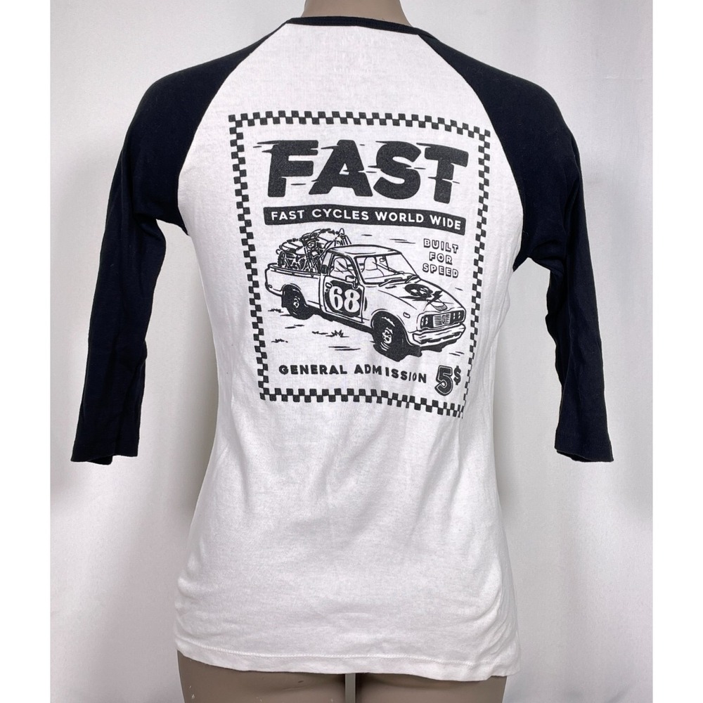 FASTHOUSE Cycle World Wide White/Black Raglan 3/4 Sleeve T-Shirt Women's MEDIUM